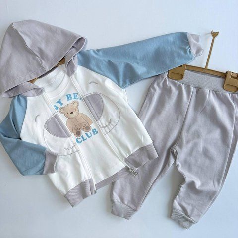 Дитячий трикотажний костюм-трійка з кофтою на блискавці &laquo;Baby Bear Club&raquo;, розміри 68, 74, 80, 86 74 3117786507 фото
